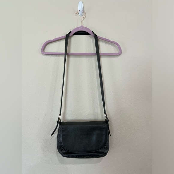 Jeanne Benet Distressed Black Leather Small Cross Body Bag - Picture 1 of 7